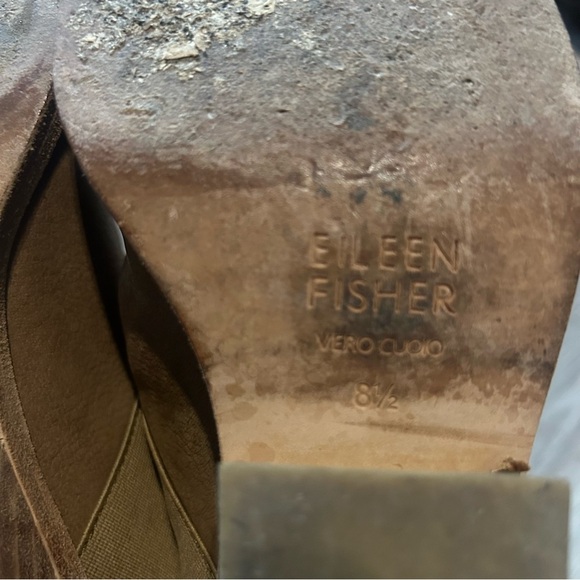 Eileen Fisher Roy Tumbled Nubuck Tan Leather Chunky Heel Boot - Picture 4 of 8